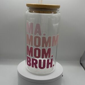 Glass Tumbler with Bamboo Lid and Straw